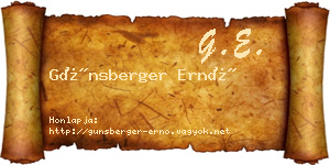 Günsberger Ernő névjegykártya